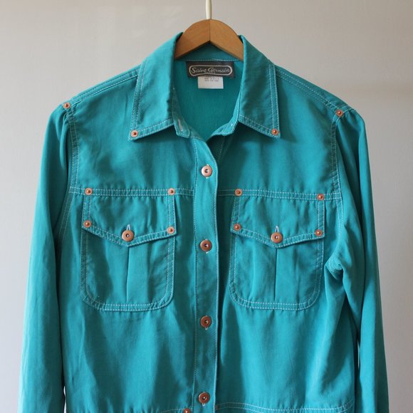 NWT Vintage Saint-Germain Paris Blue Button Up Shirt - Picture 5 of 11
